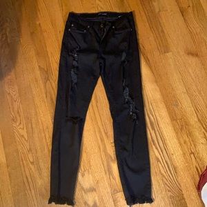 Black Distressed Angry Rabbit Skinny Jeans